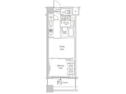 ザ・パークハビオ目黒プレイス(1DK/7階)の間取り写真