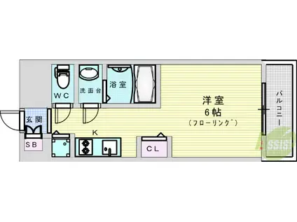 ララプレイス ザ・大阪リヴァージュ(1K/8階)の間取り写真