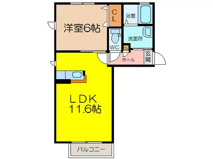 クラニッヒ(1LDK/1階)の間取り写真