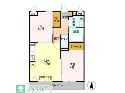 メゾンボヌール(2LDK/2階)の間取り写真