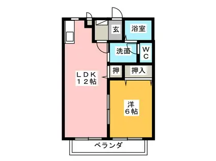 わんダフル(1LDK/2階)の間取り写真