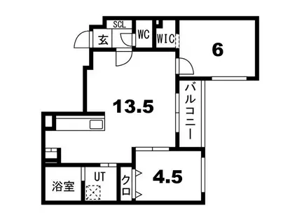 インフィニト月寒中央コート(2LDK/4階)の間取り写真