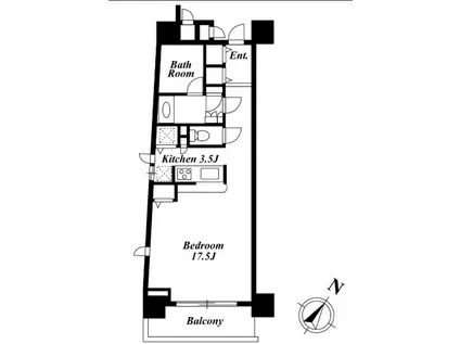 KDXレジデンス白金I(ワンルーム/3階)の間取り写真