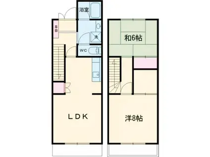 第5錦フルーツコーポ グレープ(2LDK/1階)の間取り写真