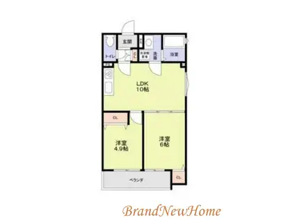 CASA CALMA菱木(2LDK/3階)の間取り写真