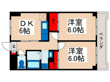 メンション・ロータス(2DK/2階)の間取り写真