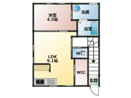 RUTILE高木(1LDK/2階)の間取り写真