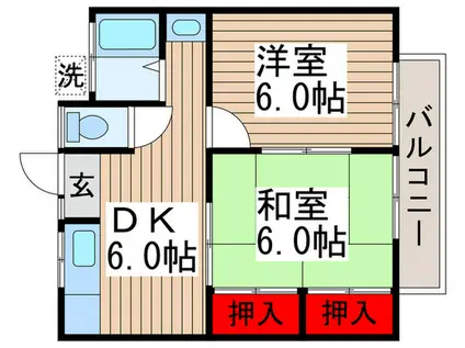 宇賀ハイツ(2DK/2階)の間取り写真