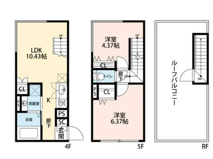 ROBOT HOME 中目黒 ロボットホーム中目黒(2LDK/4階)の間取り写真