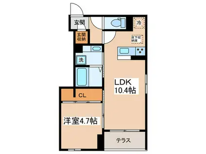 ASSET-COURT調布ケ丘(1LDK/1階)の間取り写真