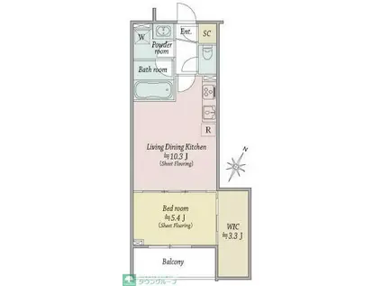 MOCXION扇(1LDK/2階)の間取り写真
