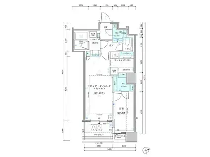 パークタワー勝どき サウス棟(1SLDK/45階)の間取り写真