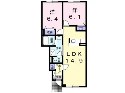 ハピネスT・H(2LDK/1階)の間取り写真