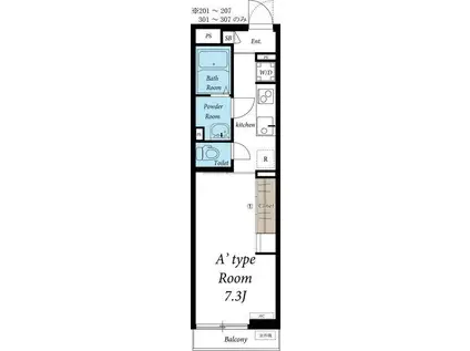 リブリ・アテナ(1K/2階)の間取り写真