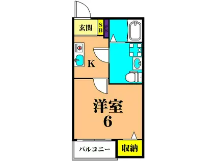 マメゾン二葉(1K/2階)の間取り写真