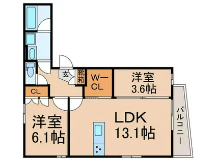 杉並区高円寺南5丁目計画(2LDK/3階)の間取り写真