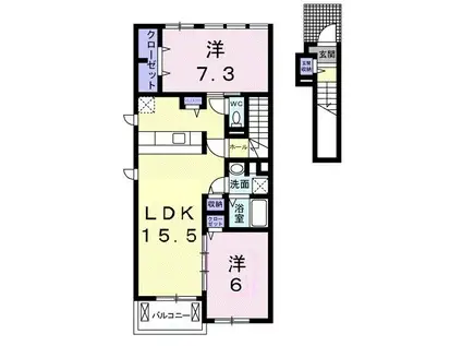 フォルシュ・ヴェーラIIB(2LDK/2階)の間取り写真