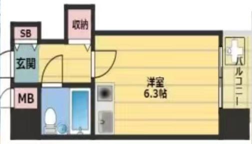 シャルムメゾン都島内代(ワンルーム/4階)の間取り写真