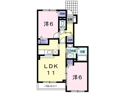 サウスCOURT(2LDK/1階)の間取り写真