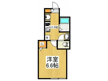 THE MALIE久米川(1K/1階)の間取り写真