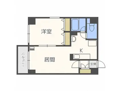 チュリス桑園(1LDK/5階)の間取り写真