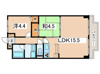 エムグランツ二番館(2LDK/2階)の間取り写真