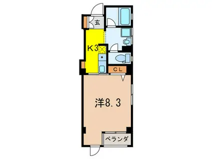 FLAT PEGASUS(1K/2階)の間取り写真