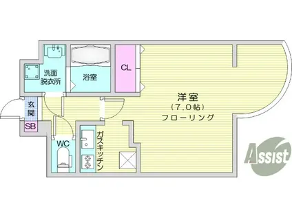 ロイヤルヒルズ鹿野1(1K/3階)の間取り写真