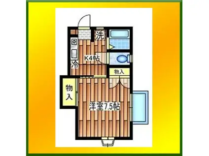 ジュネス本町(1K/1階)の間取り写真