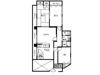 藤崎ビル3F(3LDK/3階)の間取り写真