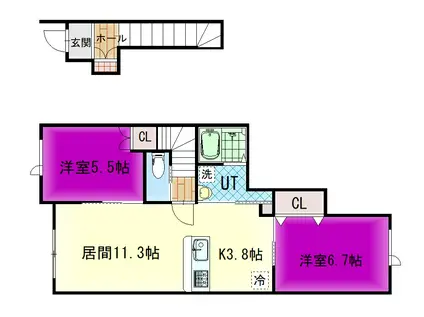 インフィニート(2LDK/2階)の間取り写真