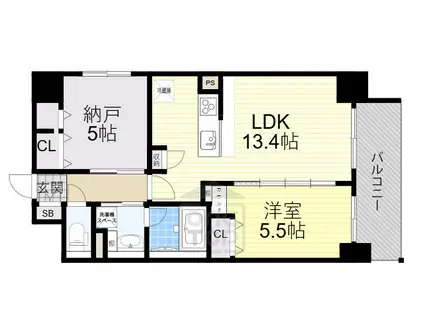 エリタージュ江坂(1SLDK/8階)の間取り写真
