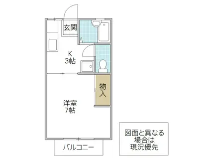 メゾン1990(1K/1階)の間取り写真