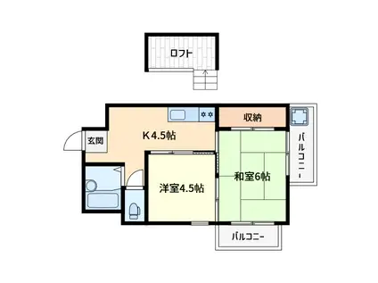 シティパレス学園前PART-I(2K/4階)の間取り写真