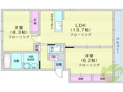 ルシエルブラン泉中央1(2LDK/1階)の間取り写真