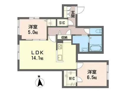ウエストベル 向山(2LDK/1階)の間取り写真