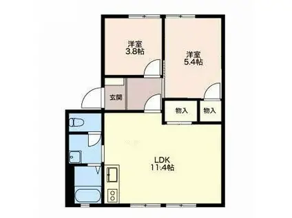 名鉄名古屋本線 岐南駅 徒歩15分 2階建 築32年(2LDK/1階)の間取り写真