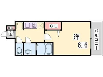 プレサンス THE神戸(1K/2階)の間取り写真