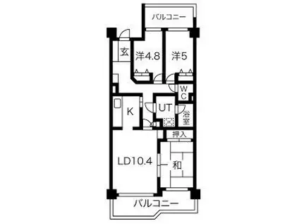 エクセレンス志賀本通(3LDK/3階)の間取り写真