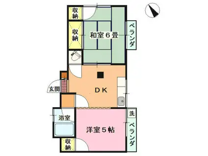 銅辰ビル(2DK/2階)の間取り写真