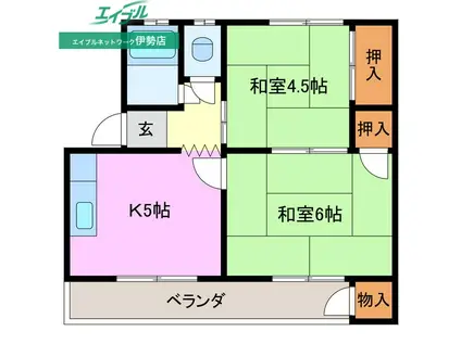 コーポフジ(2K/2階)の間取り写真