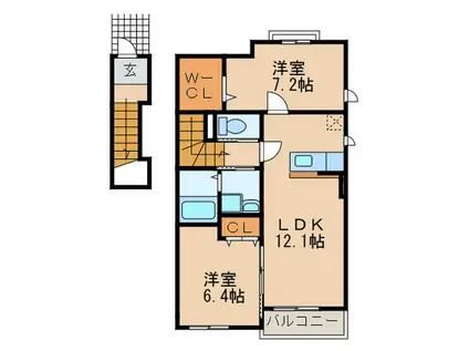 アライブK(2LDK/2階)の間取り写真