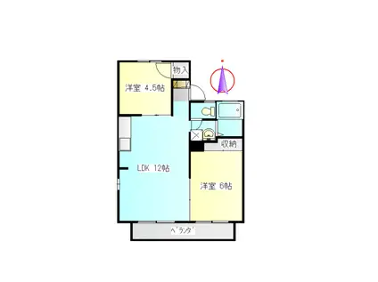 スカイハイツ高橋III(2LDK/1階)の間取り写真