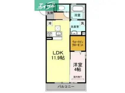 ヴェルドミールB棟(1LDK/1階)の間取り写真