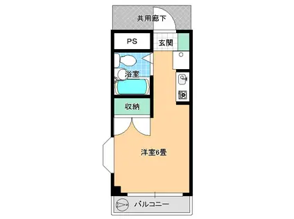 カーサフレスコ(ワンルーム/2階)の間取り写真