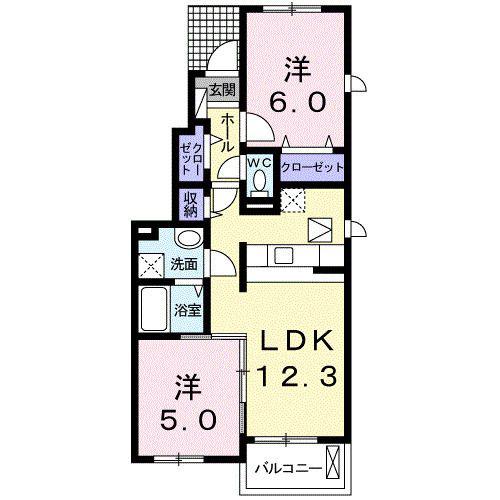ピュアストリームA(2LDK/1階)の間取り写真