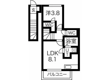 ディアコート東所沢(1LDK/2階)の間取り写真