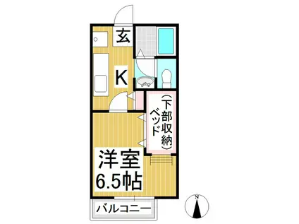 サンライフ塩川B棟(1K/1階)の間取り写真