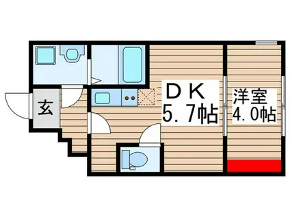 VINOSITY 北柏(1DK/1階)の間取り写真