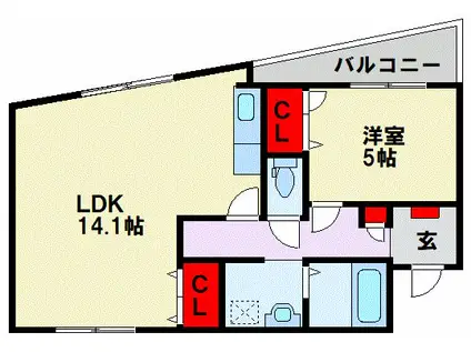 アルシオン中央(1LDK/4階)の間取り写真